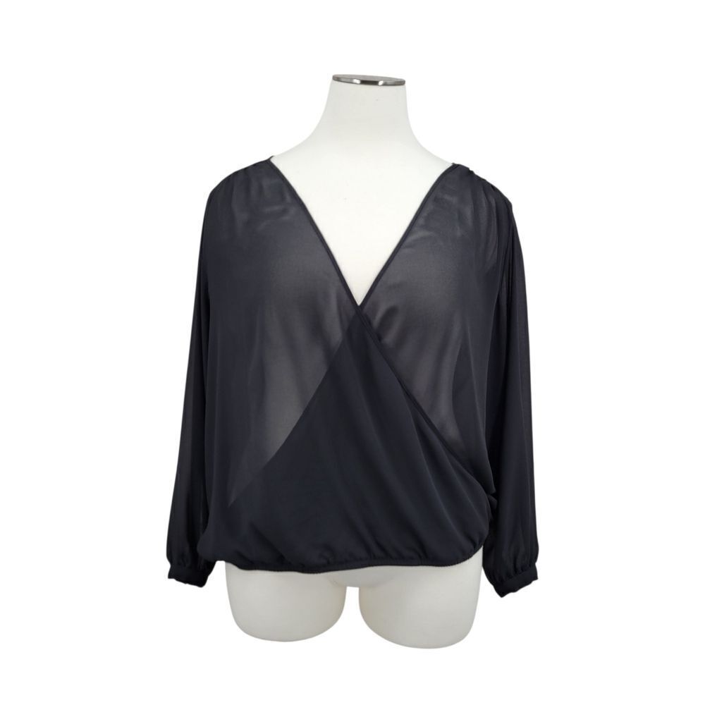 Torrid Black Sheer Crossover Surplus V-NeckāBlouse Long Sleeves NEW